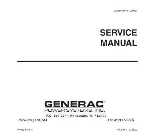 Generac gp5500 Workshop Service Repair Manual PDF Download